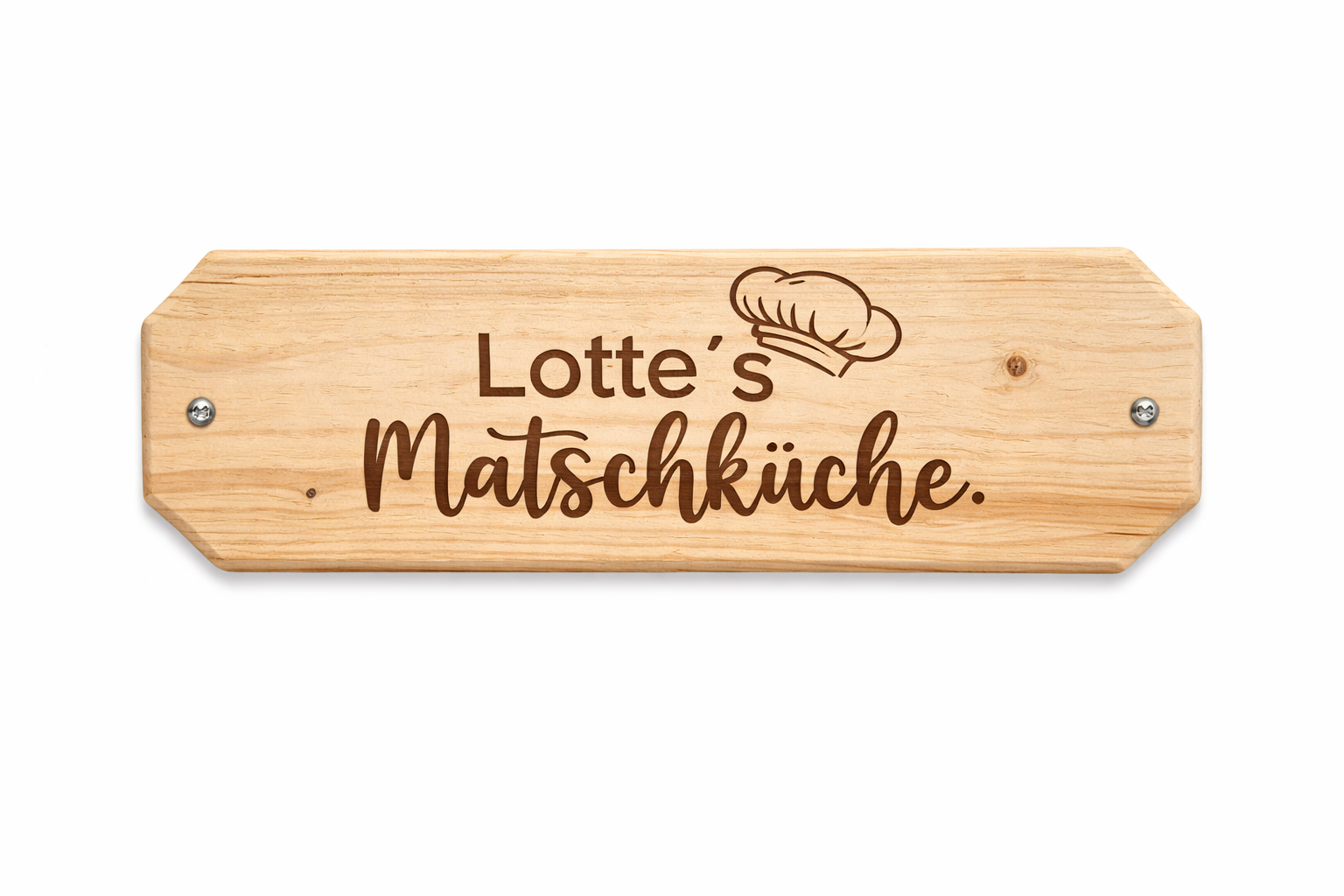 Personalisiertes Namensschild aus Holz für Matschküche